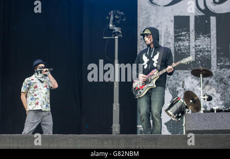 Holywood Undead live sul palco il giorno 2 del festival Download il 13 2015 giugno a Donington Park, Regno Unito Foto Stock