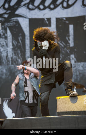 Holywood Undead live sul palco il giorno 2 del festival Download il 13 2015 giugno a Donington Park, Regno Unito Foto Stock