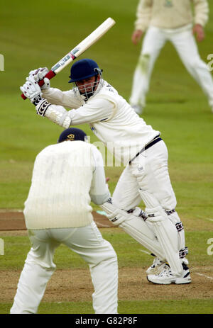 Cricket - Frizzell County Championship - Divisione uno - Warwickshire / Glamorgan - Edgbaston. Michael Powell di Warwickshire colpisce quattro Foto Stock