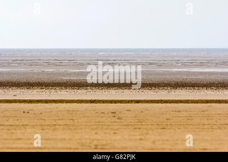 Vista della spiaggia di Weston-Super-Mare, North Somerset, Regno Unito Foto Stock