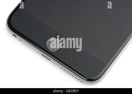 Smartphone on Touch ID — fingerprint scanner Foto Stock