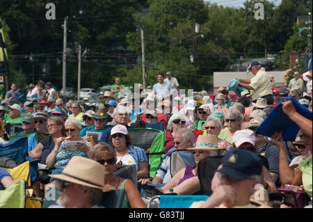 Pubblico godendo la musica al 2015 American Folk Festival, Bangor, ME Foto Stock
