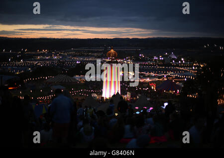 Glastonbury Festival 2015 - preparazioni - Azienda agricola degna - Pilton, Somerset Foto Stock