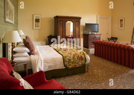 Hotel stanza a Matfen Hall di Northumberland, Inghilterra. Foto Stock