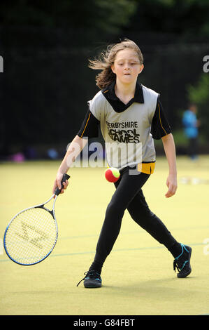 Atletica - Sainsbury's school games il lancio con Jonnie Peacock - Long Eaton Foto Stock