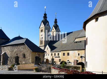 Ottagono con il Santo Sepolcro , Marienkirche e la Chapter House (da sinistra a destra ), Maria Saal, Austria Kärnten, in Carinzia Foto Stock