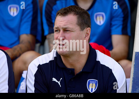 Calcio - Sky Bet League One - Colchester United v Blackpool FC - Weston Homes Community Stadium. Il manager di Colchester United Tony Humes Foto Stock