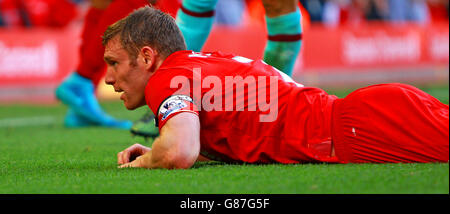 Calcio - Barclays Premier League - Liverpool / West Ham United - Anfield. James Milner di Liverpool durante la partita della Barclays Premier League ad Anfield, Liverpool. Foto Stock