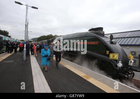 Pietra miliare del regno reale. 294 milioni di ferrovie scozzesi. Foto Stock