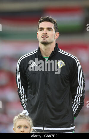 Kyle Lafferty dell'Irlanda del Nord prima della partita di qualificazione del Campionato europeo UEFA al Windsor Park, Belfast. PREMERE ASSOCIAZIONE foto. Data immagine: Lunedì 7 settembre 2015. Vedi PA storia CALCIO N Irlanda. Il credito fotografico dovrebbe essere: Liam McBurney/PA Wire Foto Stock