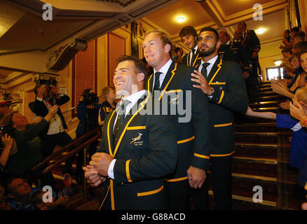 Rugby Union - cerimonia di benvenuto in Sudafrica - Winter Garden Theatre. Il team del Sud Africa arriva per la cerimonia di benvenuto al Winter Gardens Theatre di Eastbourne. Foto Stock