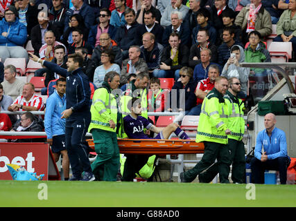 Calcio - Barclays Premier League - Sunderland / Tottenham Hotspur - Stadio della luce. Il Ryan Mason di Tottenham Hotspur viene tirato fuori dopo aver segnato durante la partita della Barclays Premier League allo Stadium of Light di Sunderland. Foto Stock