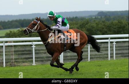 Il Twisler guidato da Frederik Tylicki viene a casa per vincere 888sport March Stakes (elencato) (Classe 1) (3 anni più) durante il giorno uno del week-end di festa della Banca all'Ippodromo di Goodwood. Foto Stock