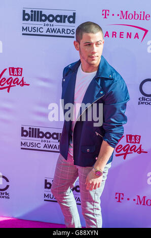 LAS VEGAS - 22 maggio : artista di registrazione Nick Jonas assiste il 2016 Billboard Music Awards a T-Mobile Arena il Maggio 22, 2016 in La Foto Stock