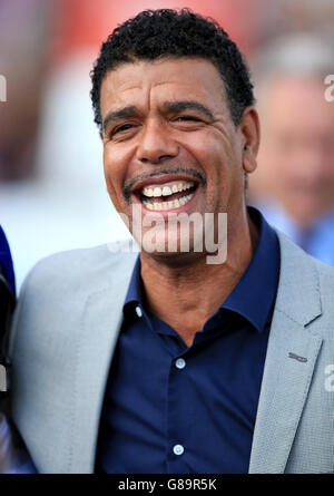 Corse ippiche - 2015 Ladbrokes St Leger Festival - Day Two - Doncaster Races. Chris Kamara, Sky Sports Pendit Foto Stock