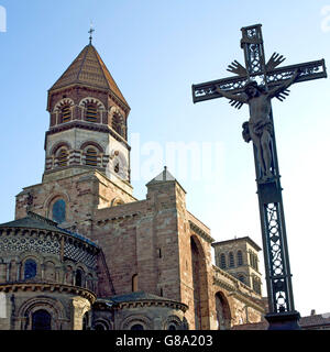 Basilica di Saint Julien, Brioude, Haute Loire, Auvergne Francia, Europa Foto Stock