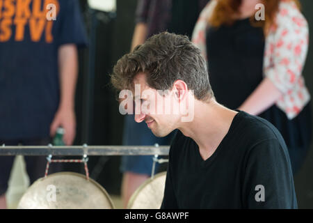 Jazz drum battle, danese batterista jazz Stefan Pasborg Foto Stock