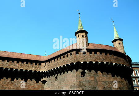 Barbican nel centro storico di Cracovia Polonia Foto Stock