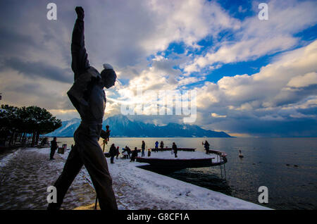 Statua di Freddie Mercury sul Lac Leman, Montreux, Svizzera Foto Stock