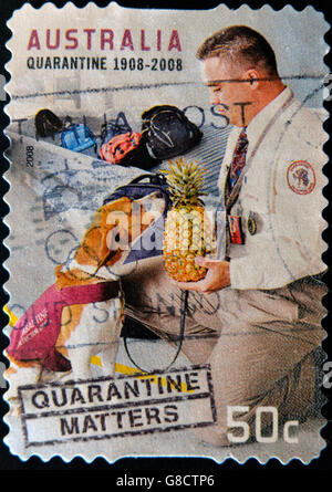 AUSTRALIA - circa 2008: un timbro stampato in Australia dedicato alla quarantena, circa 2008 Foto Stock