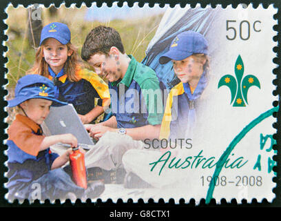 AUSTRALIA - circa 2008: un timbro stampato in Australia mostra scout, circa 2008 Foto Stock