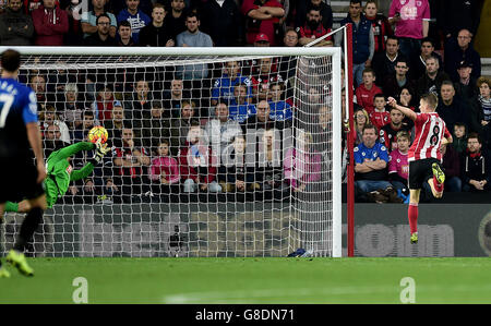 Steven Davis di Southampton segna il suo primo gol della partita durante la partita Barclays Premier League a St Mary's, Southampton. Foto Stock