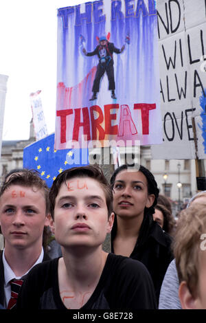 Anti Brexit rally a Trafalgar Square a seguito del referendum europeo votato a lasciare. Foto Stock