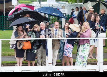 Henley on Thames, Oxfordshire, Regno Unito. Il 29 giugno, 2016. Il giorno di apertura del Royal Henley Regatta ha visto un sacco di pioggia e ombrelli. Regno Unito meteo. Credito: Allan Staley/Alamy Live News Foto Stock