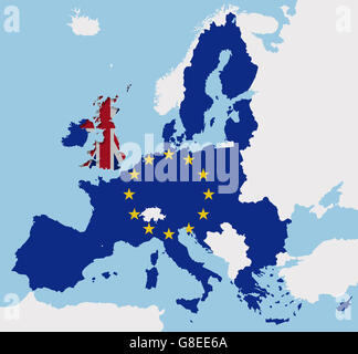 Brexit UK e UE bandiere mappa Europa tagliare fx Foto Stock