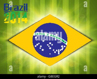 Illustrazione football card in bandiera Brasile colori. Vettore. EPS10 Illustrazione Vettoriale