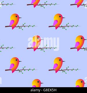 Bird sparrow. Giorno di San Valentino. Modello senza giunture. Illustrazione Vettoriale Illustrazione Vettoriale