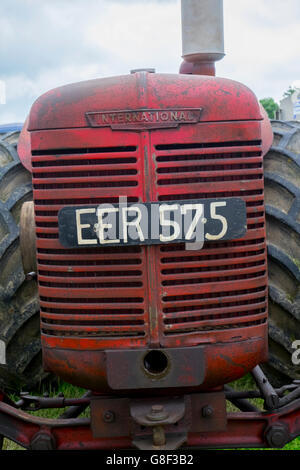 Parte anteriore di un trattore d'epoca in uno spettacolo agricolo Foto Stock