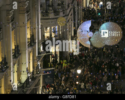 Regent Street le luci di Natale 2015 Foto Stock