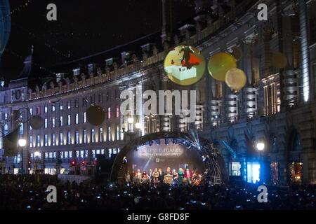 Regent Street le luci di Natale 2015 Foto Stock