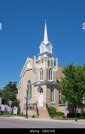 Centenario Regno Chiesa Metodista di downtown Pentwater, Michigan, Stati Uniti d'America. Foto Stock