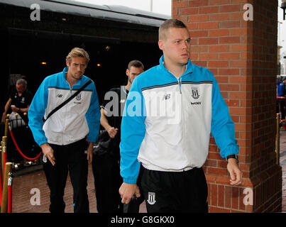 Ryan Shawcross di Stoke City arriva prima della partita della Barclays Premier League allo Stadium of Light di Sunderland. Foto Stock