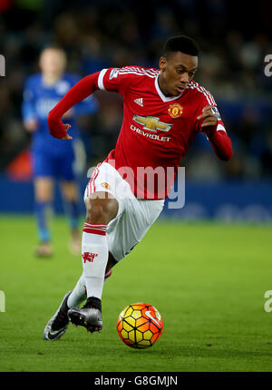 Leicester City / Manchester United - Barclays Premier League - King Power Stadium. Anthony Martial di Manchester United Foto Stock