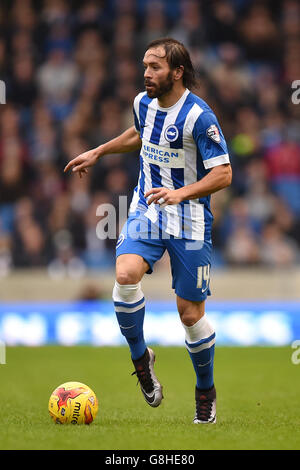 Brighton e Inigo Calderon di Hove Albion durante la partita del campionato Sky Bet allo stadio AMEX di Brighton. PREMERE ASSOCIAZIONE foto. Data immagine: Sabato 19 dicembre 2015. Scopri la storia di calcio della Pennsylvania Brighton. Il credito fotografico dovrebbe essere: Andrew Matthews/PA Wire. Foto Stock