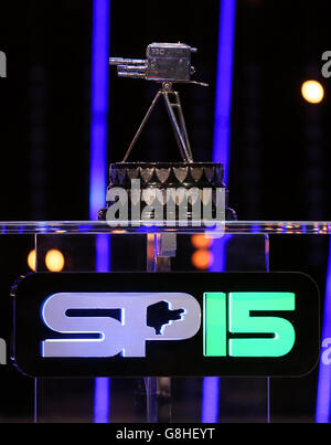 Una panoramica del trofeo Sports Personality of the Year 2015 alla SSE Arena di Belfast. Foto Stock