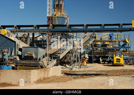 Alluvionale Saxndrift miniera di diamanti, pianta e ampia vista, Sud Africa. Foto Stock