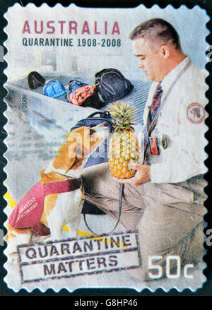 AUSTRALIA - circa 2008: un timbro stampato in Australia dedicato alla quarantena, circa 2008 Foto Stock