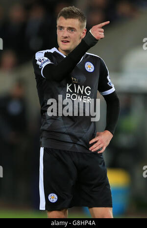 Swansea City / Leicester City - Barclays Premier League - Liberty Stadium. Jamie Vardy di Leicester City Foto Stock