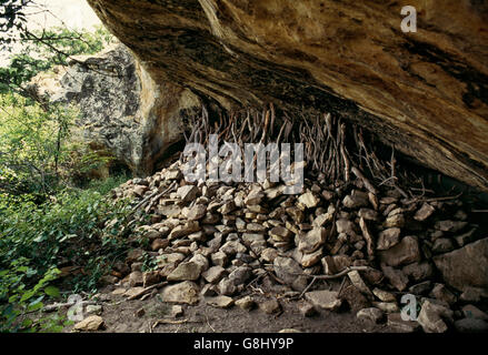 Culturale antico rimane nella grotta Venda, Sud Africa. Art. Foto Stock