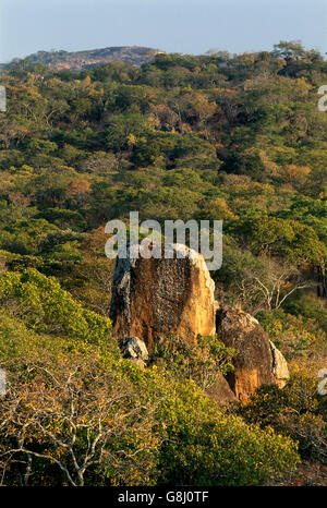 Boulder nel Parco Nazionale di Kafue, Kafue, provincia di Lusaka; Zambia. Foto Stock