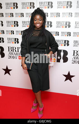 SOLO PER USO EDITORIALE Clara Amfo in arrivo per le candidature dei Brit Awards annunciate presso gli ITV Studios di Southbank, Londra. Foto Stock