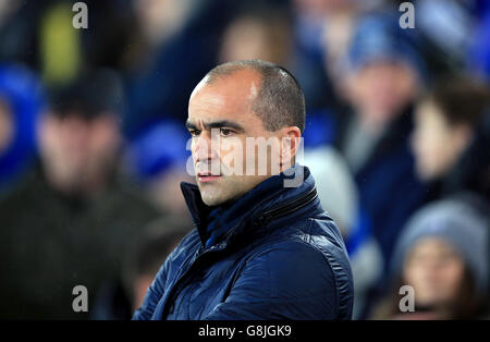 Everton v Tottenham Hotspur - Barclays Premier League - Goodison Park. Roberto Martinez, direttore di Everton, sulla linea di contatto. Foto Stock