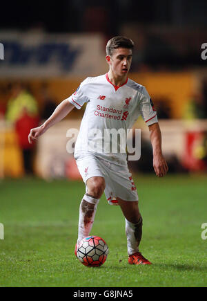 Exeter City / Liverpool - Emirates fa Cup - Third Round - St James Park. Cameron Brannagan di Liverpool durante la Emirates fa Cup, terza partita a St James Park, Exeter. Foto Stock