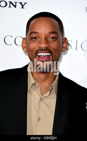 Screening delle concussioni - Londra. Will Smith partecipa a una proiezione della nuova concussione cinematografica all'Ham Yard Hotel di Londra. Foto Stock