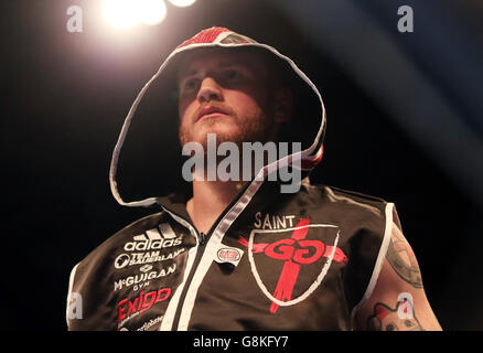 George Grove / Andrea di Luisa - Copper Box Arena. George Goves prima del suo concorso internazionale Super-Middleweight contro Andrea di Luisa alla Copper Box Arena di Londra. Foto Stock