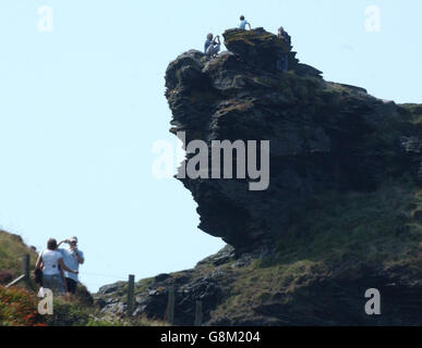 La regina Victoria rock formazione - penalmente Point - Boscatle Foto Stock